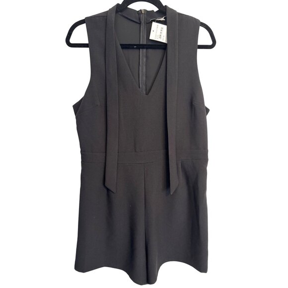 NWT The Vanity Room L Black Sleeveless Tie-Neck Romper - Picture 1 of 15